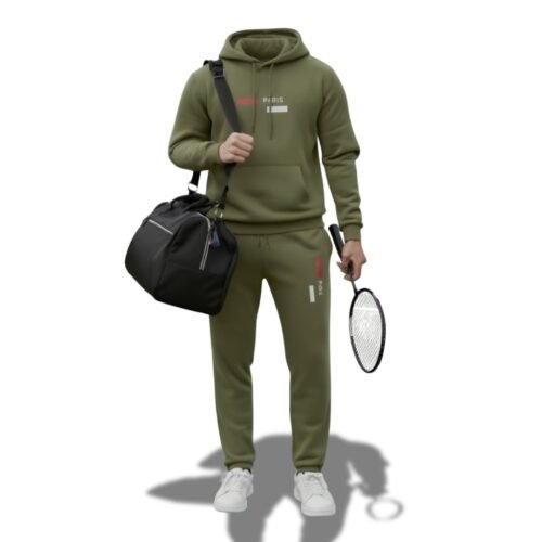 Olive Color – Paris Men Hoodie and Pant Set – Stylish winter outfit by Garmrnts point